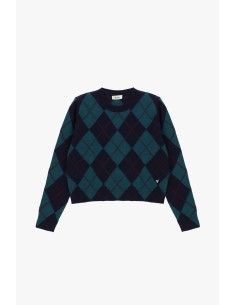 Camisola de gola redonda com padrão argyle e corte regular Dixie