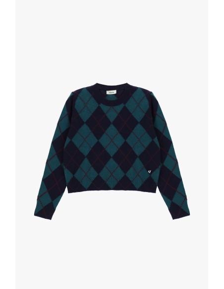 Camisola de gola redonda com padrão argyle e corte regular Dixie