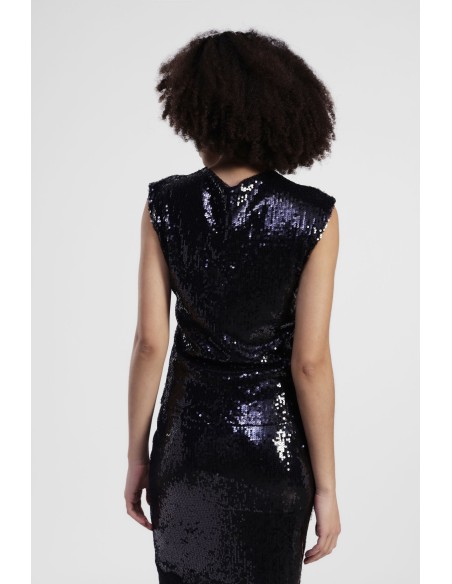 Top Sem Mangas com Lantejoulas e Decote em V Dixie