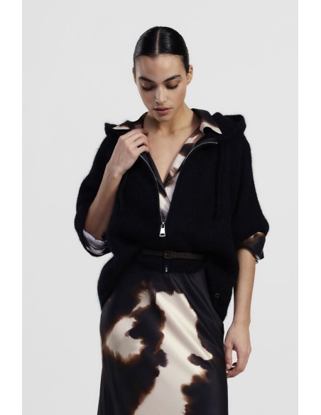 Cardigan Com Capuz, Fecho De Correr E Mangas Ao Cotovelo Dixie - Vestiti Firmati Life Smiles