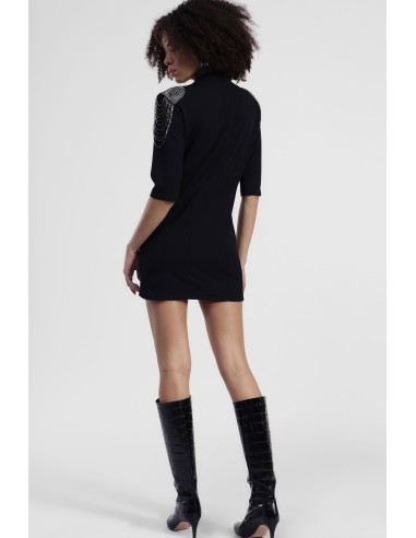 Vestido Curto com Alças Aplicadas com Joias Dixie