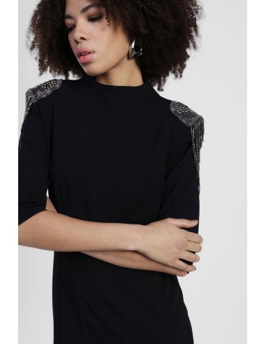 Vestido curto com alças com aplicações de joias Dixie