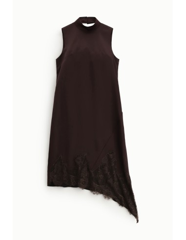 Vestido sem mangas com gola alta e acabamento em renda Dixie