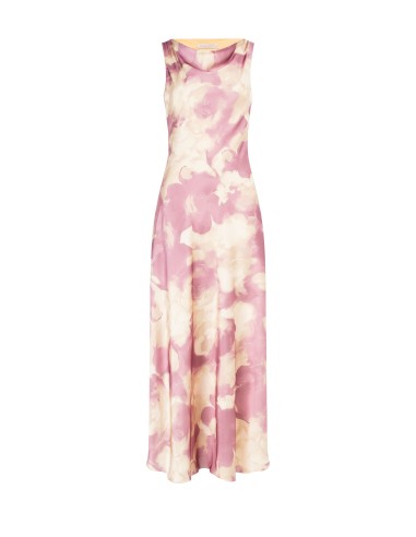 Vestido slip em cetim com flores esfumadas Rinascimento