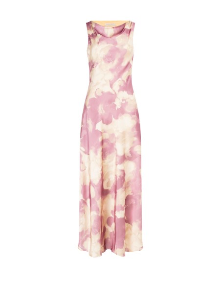Vestido slip em cetim com flores esfumadas Rinascimento