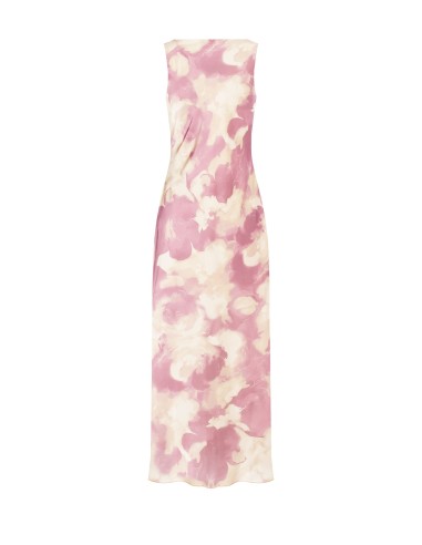 Vestido slip em cetim com flores em degradé Rinascimento