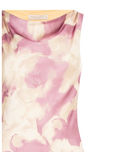 Vestido slip em cetim com flores esfumadas Rinascimento