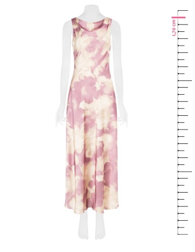Vestido slip em raso com flores esfumadas Rinascimento