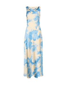 Vestido slip em cetim com flores esbatidas Rinascimento