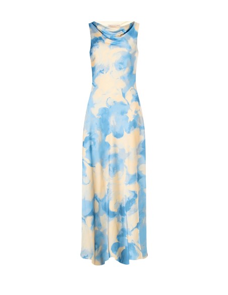 Vestido slip em cetim com flores esbatidas Rinascimento