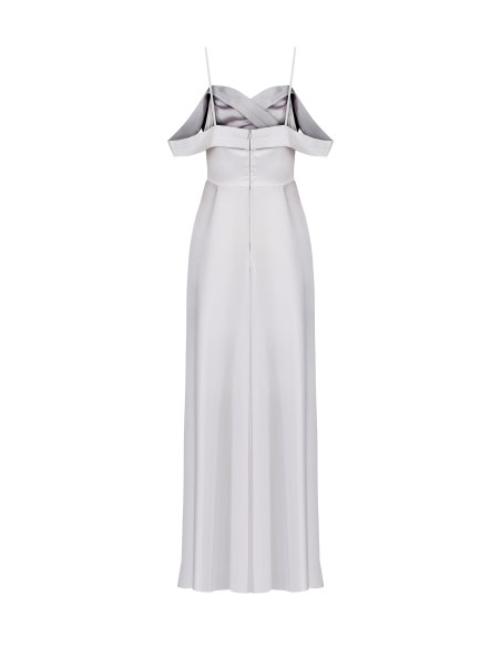Vestido longo rodado em cetim Rinascimento