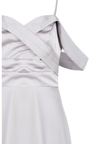 Vestido longo com saia rodada em cetim Rinascimento