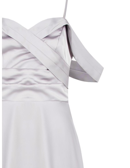 Vestido longo com saia rodada em cetim Rinascimento