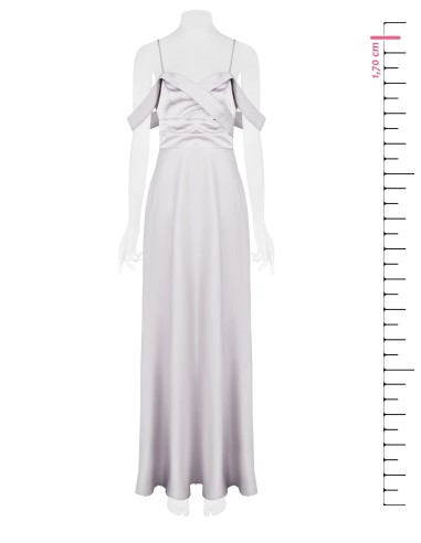 Vestido longo com saia rodada em cetim Rinascimento