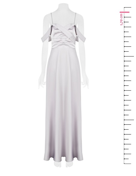 Vestido longo com saia rodada em cetim Rinascimento