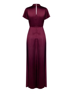 Vestido longo em cetim com decote em V cruzado e amarração na cintura Rinascimento 2