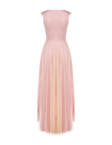 Vestido longo com decote em V revestido de tule com glitter Rinascimento