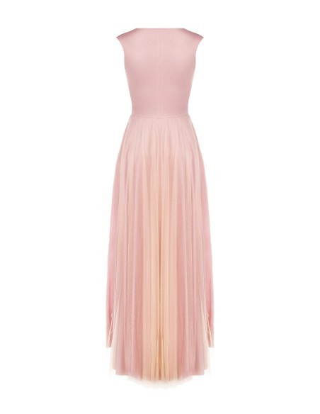 Vestido longo com decote em V revestido de tule com glitter Rinascimento