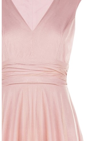 Vestido longo com decote em V revestido de tule com glitter Rinascimento