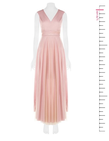 Vestido Longo com Decote em V Revestido em Tule com Glitter Rinascimento