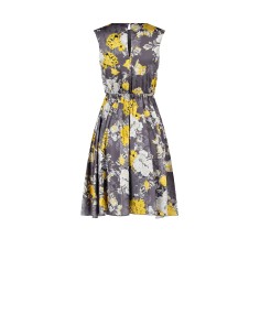 Vestido curto sem mangas com saia rodada em cetim floral Rinascimento 2