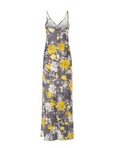 Vestido longo camisola em cetim com padrão floral Rinascimento 2