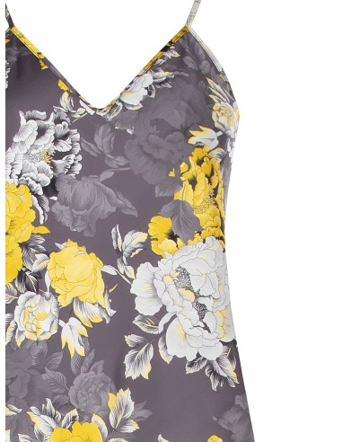 Vestido longo tipo camisola em cetim floral Rinascimento