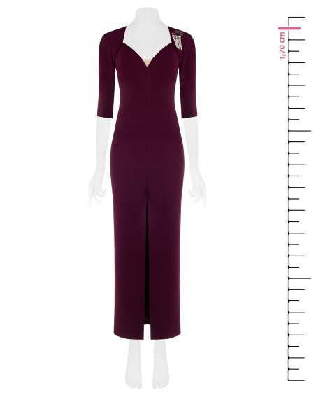 Vestido Longo Tubinho em Scuba Crepe com Decote Coração e Alças Rinascimento