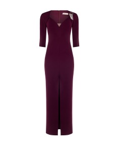 Vestido Longo Tubinho em Scuba Crepe com Decote Coração e Alças Rinascimento