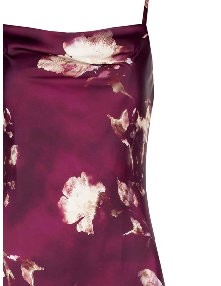 Vestido Longo Corte Sereia em Cetim Floral Rinascimento