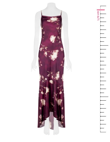 Vestido Longo Corte Sereia em Cetim Floral Rinascimento