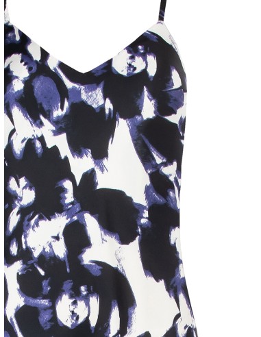 Vestido tipo camisola em cetim estampado Rinascimento