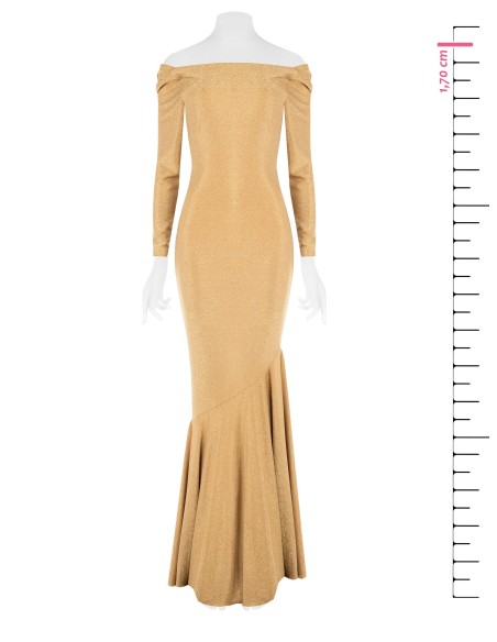 Vestido longo em lurex com decote em argola nas costas Rinascimento