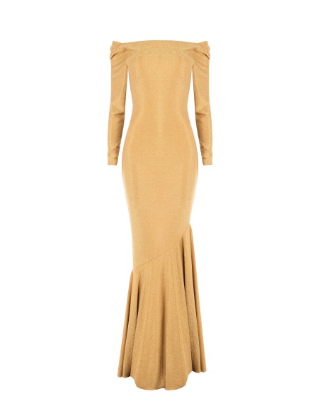 Vestido Longo em Lurex com Decote em Argola nas Costas Rinascimento