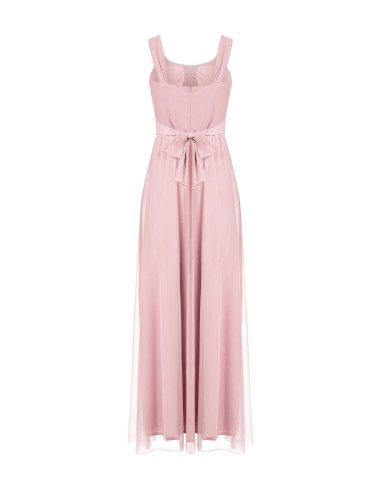 Vestido Longo em Tule Elástico com Laço Atrás Rinascimento