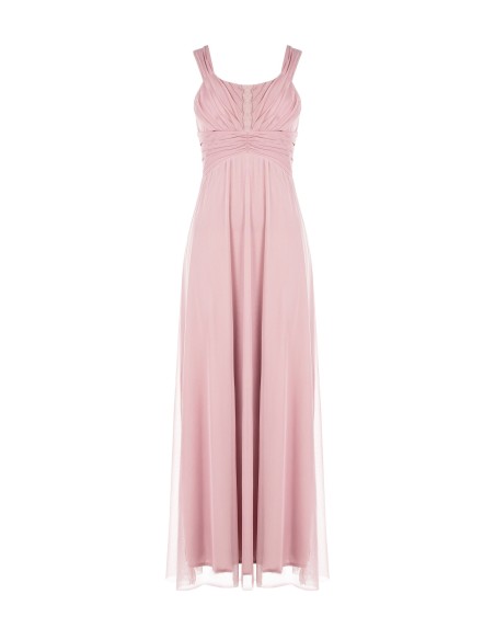 Vestido Longo Em Tule Elástico Com Laço Nas Costas Rinascimento
