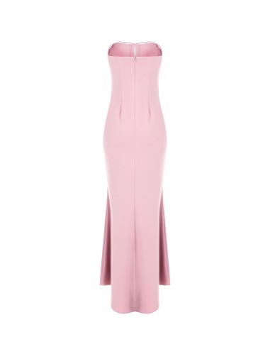 Vestido longo de corte sereia em scuba crepe com broche de joia Rinascimento