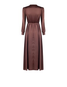 Vestido Longo com Saia Rodada em Cetim com Cinto Coordenado e Pendente com Logótipo Rinascimento 2