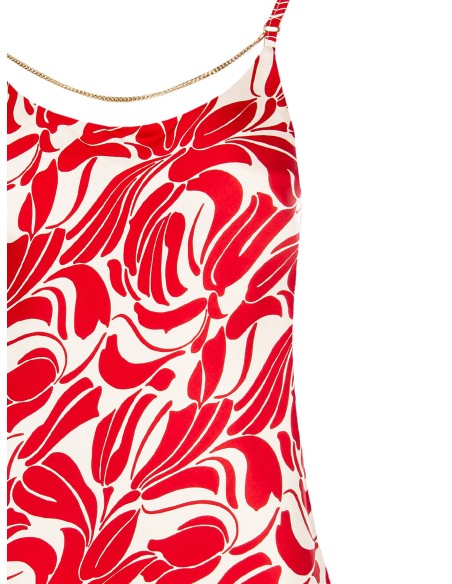 Top em Cetim Estampado com Detalhe de Corrente Rinascimento