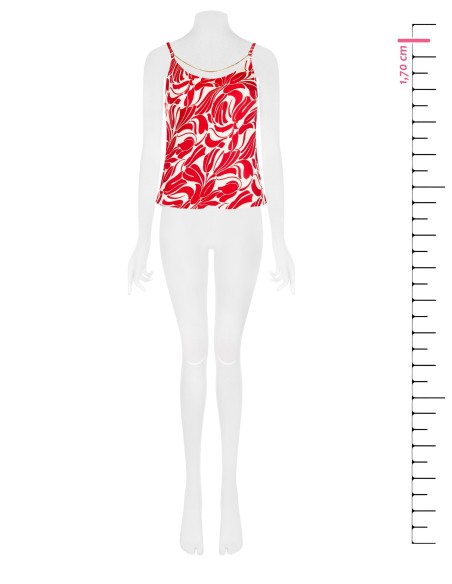 Top em cetim estampado com detalhe de corrente Rinascimento