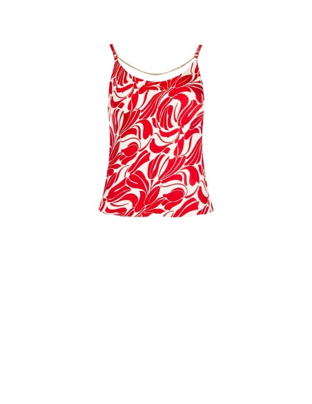 Top Em Cetim Estampado Com Detalhe De Corrente Rinascimento