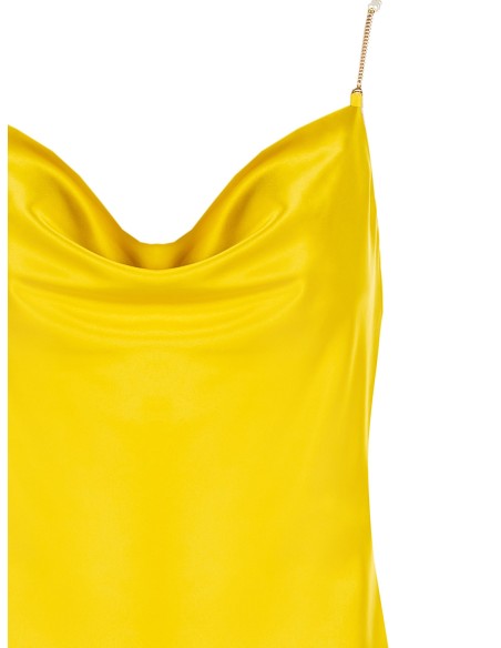 Top Ajustado Em Cetim Com Alça De Corrente E Pérolas Rinascimento