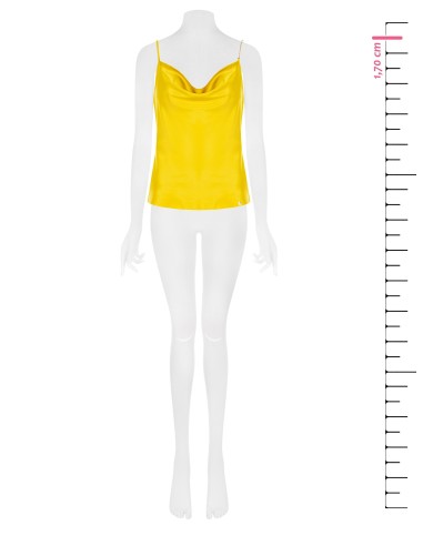 Top justo em cetim com alça de corrente e pérolas Rinascimento