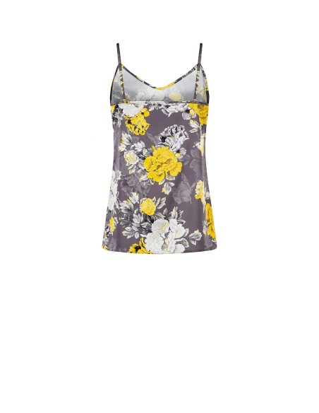 Top acinturado em cetim floral Rinascimento