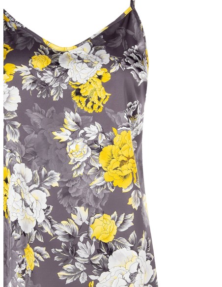 Top justo em cetim com flores Rinascimento