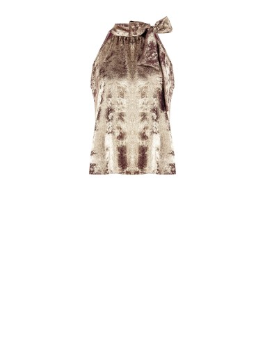 Top Acinturado Fluido com Efeito Laminado e Laço Rinascimento