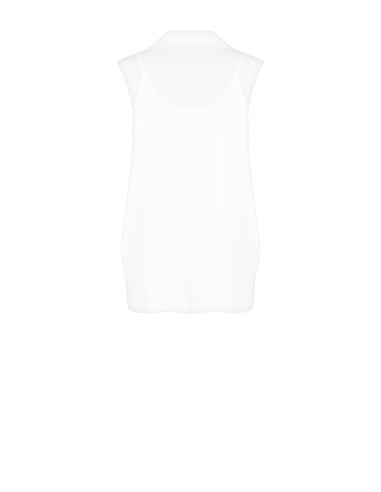 Top amplo assimétrico em cetim com decote em argola e camisola integrada Rinascimento