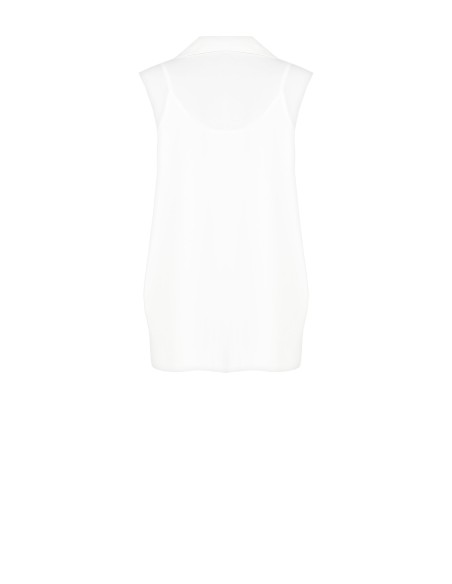 Top amplo assimétrico em cetim com decote em argola e camisola integrada Rinascimento