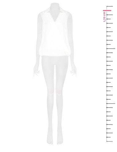 Top amplo assimétrico em cetim com decote em argola e top integrado Rinascimento