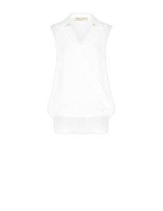 Top amplo assimétrico em cetim com decote em argola e top de alças integrado Rinascimento